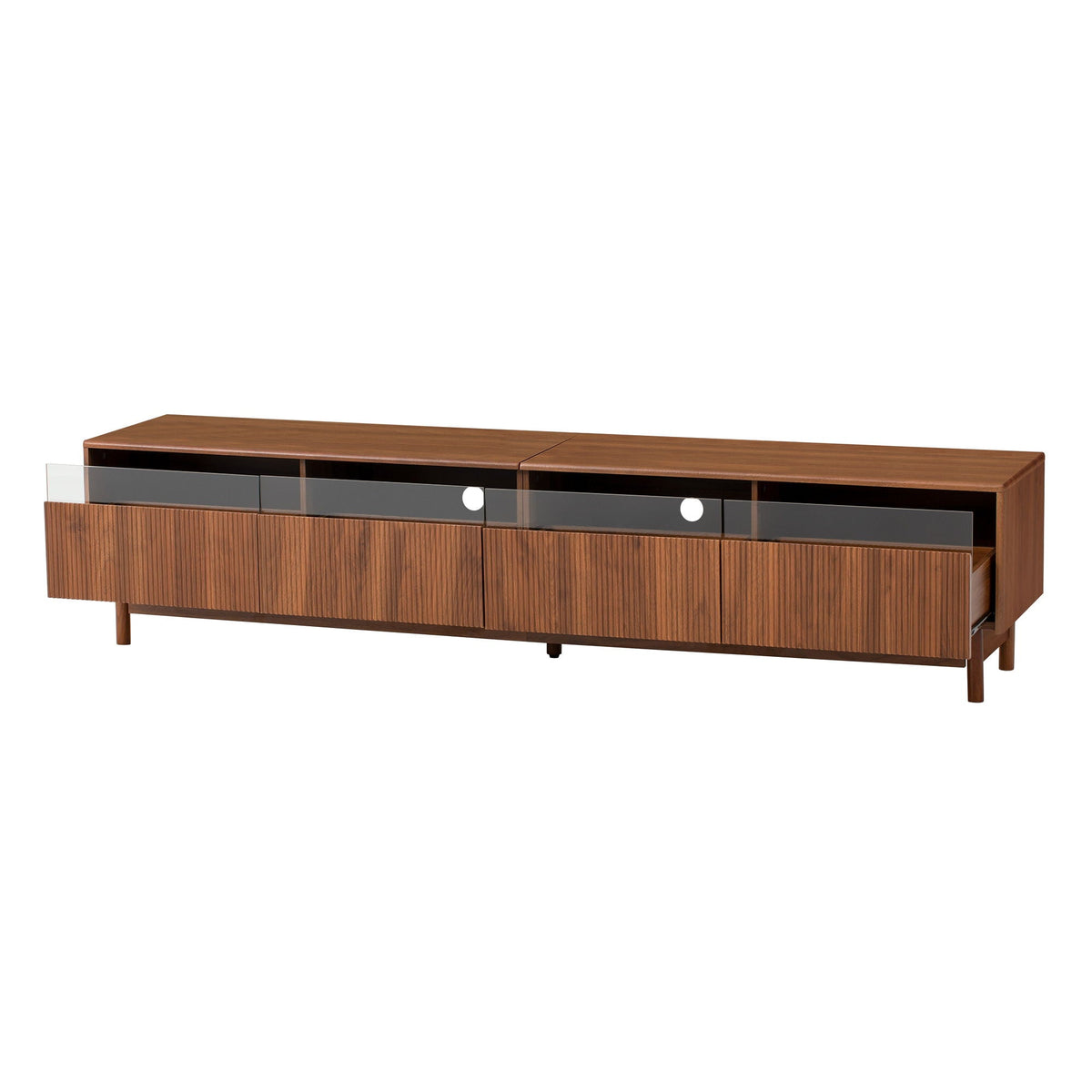 MRS Walnut TV Stand with Fluted Drawers