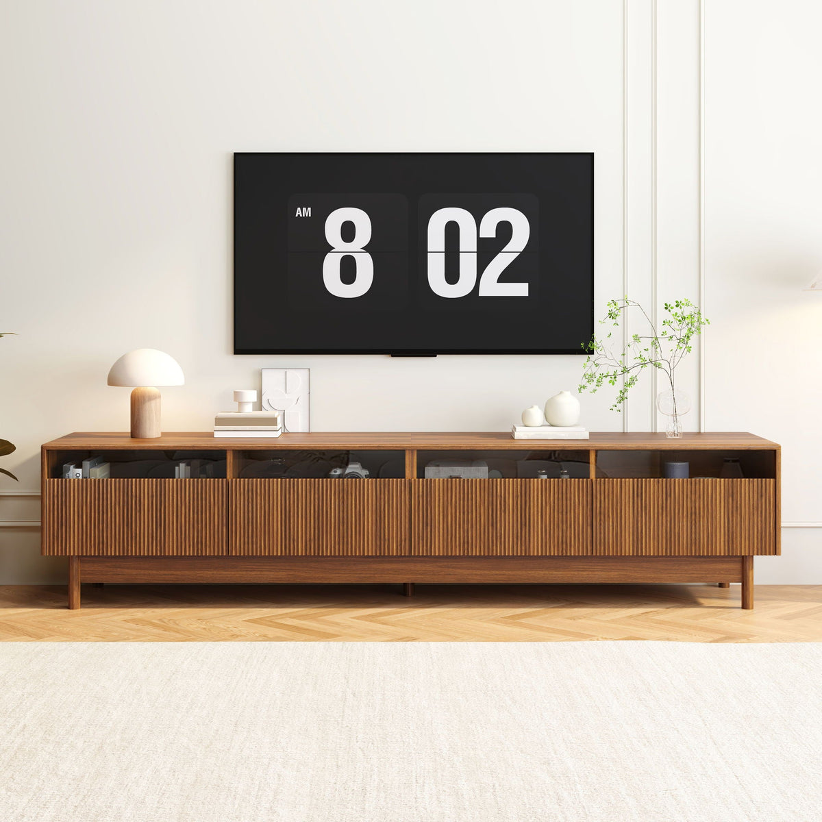 MRS Walnut TV Stand with Fluted Drawers - view 2