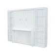 Murphy Bed With Desk and Bookshelf with Solid Pine Wood in White