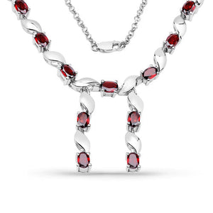 7.65 Carat Genuine Garnet .925 Sterling Silver Necklace