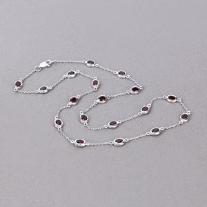8.10 Carat Genuine Garnet .925 Sterling Silver Necklace