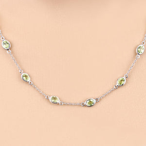 6.30 Carat Genuine Peridot .925 Sterling Silver Necklace