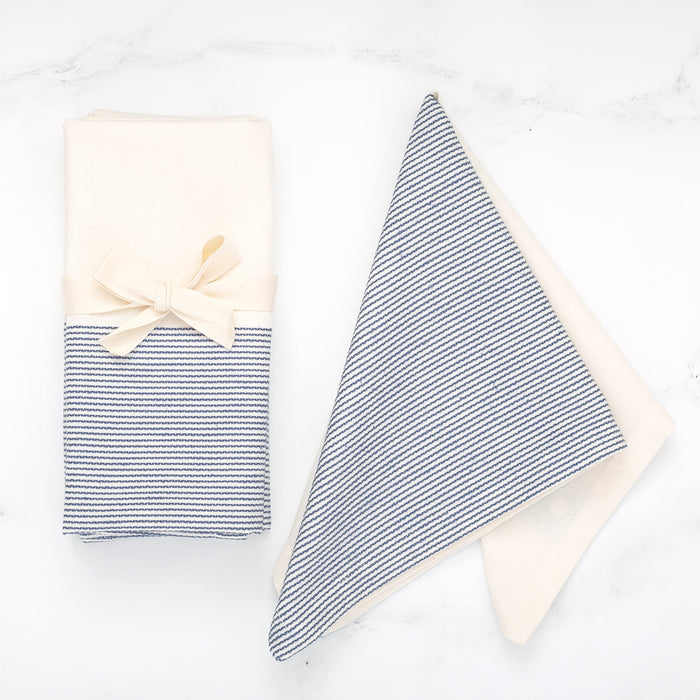 Thyme and Sage The Stripe Collection Napkins Natural Cotton & Elderberry