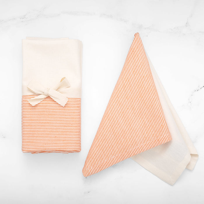Thyme and Sage The Stripe Collection Napkins Natural Cotton & Persimmon