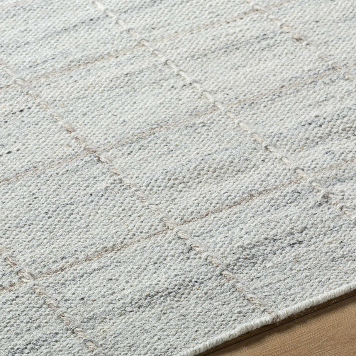 Nissa Light Gray Checkered Wool Rug