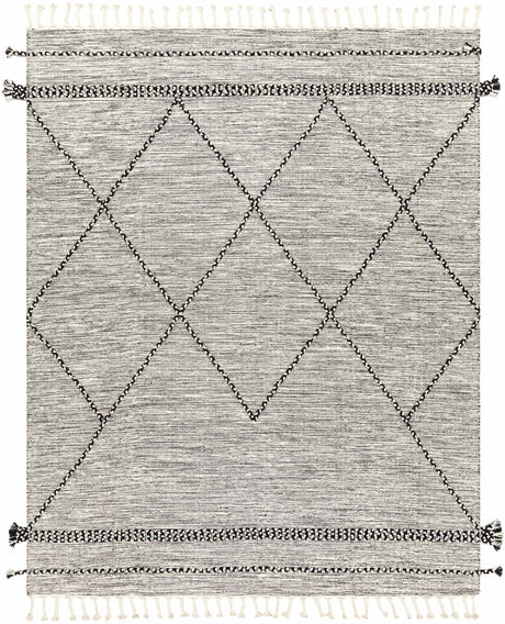 Neal Black/Cream Trellis Cotton Rug with Tassels - Clearance
