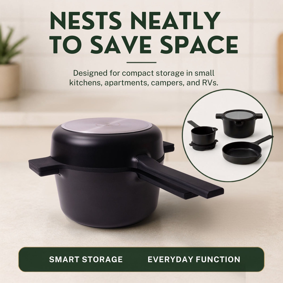 Nesting Nonstick Cookware Set, 5-Piece