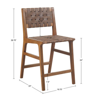 Nebuluxe Faux Leather Woven Counter Stool - Counter Stools
