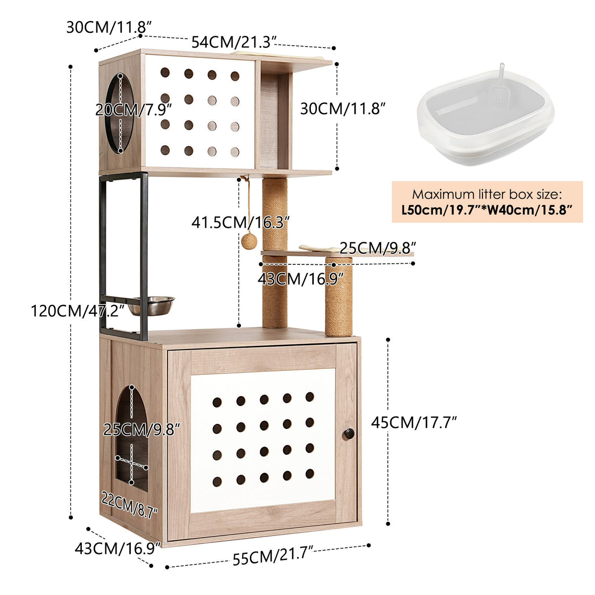 Need Pet furniture Cat Tree with Litter Box Enclosure and Large Hammock - view 11