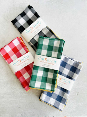 Gingham Check Cloth Napkins, Set of Four