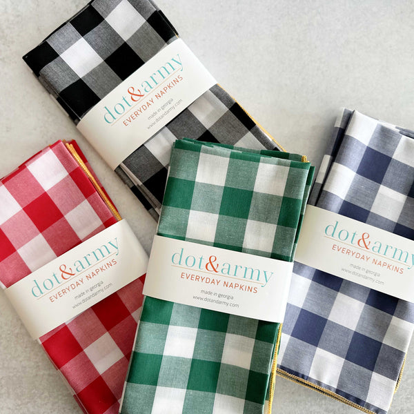 Gingham Check Cloth Napkins, Set of Four