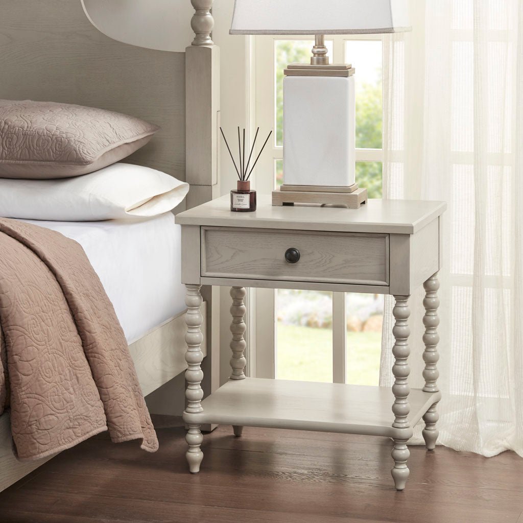 Nightstand with 1 Drawer and Turned Legs - Nightstands
