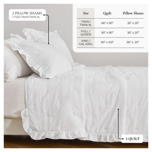 Dot Stitched Ruffled Quilt Set - Dot-Ruffled Collection