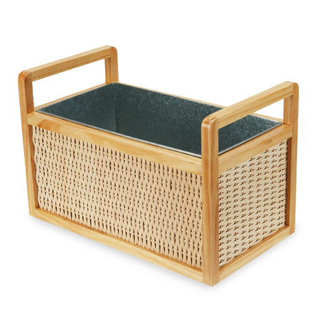 Rattan & Wood Beverage Tub