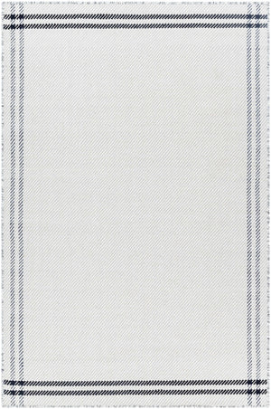 Nimue Cream & Blue Bordered Area Rug - Clearance