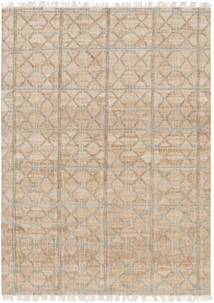 Rice Dusty Sage Fringed Jute Carpet