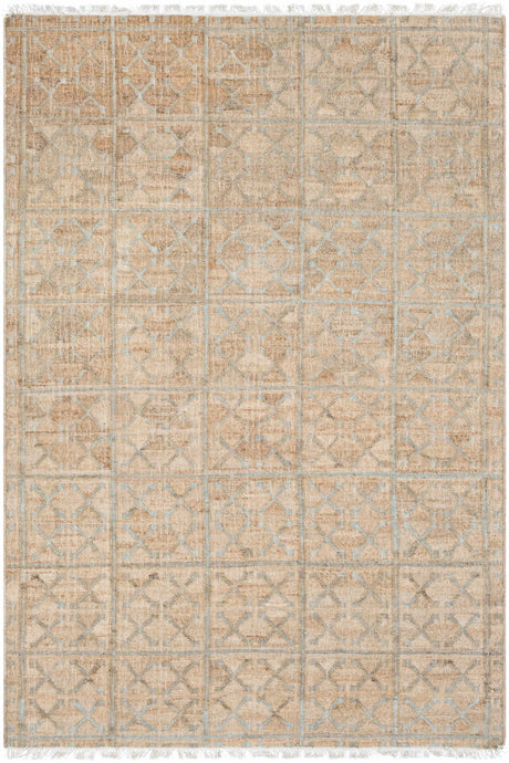 Rice Dusty Sage Fringed Jute Carpet