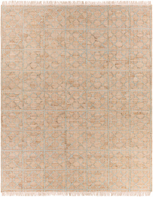 Rice Dusty Sage Fringed Jute Carpet