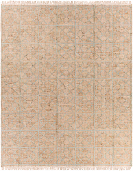 Rice Dusty Sage Fringed Jute Carpet