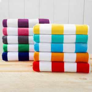 Cotton Velour Cabana Stripe Beach Towel - Novia Collection