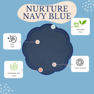 Nurture Navy Blue Round Faux Leather Placemat