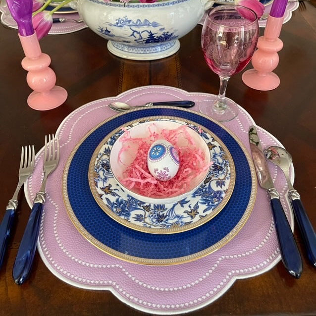NURTURE PURPLE SCALLOPED FAUX LEATHER PLACEMAT