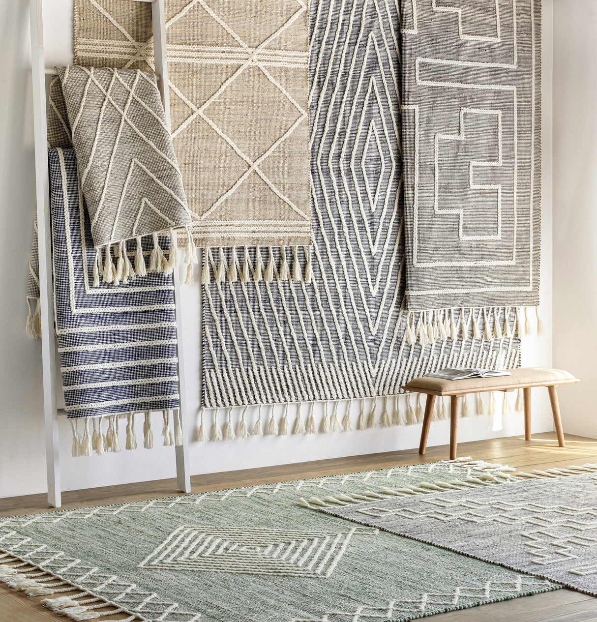 Marbletown Jute&Wool Blend Rug with Tassels - Clearance