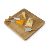 Four Piece Bamboo Cheese Board and Knife Set