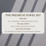 Decorative Cotton Stripe Bath Towel Set - Noelle Collection