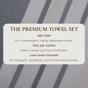 Decorative Cotton Stripe Bath Towel Set - Noelle Collection