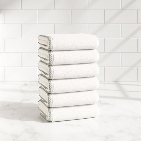 Cotton Border-Stitched 6-Piece Towel Set - Valery Collection