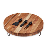 Acacia Footed Cheese Board & Knife Set