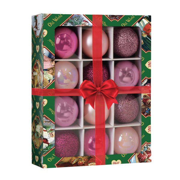 Old World Christmas 12 Count 1.5" Posh Pink Balls Ornament