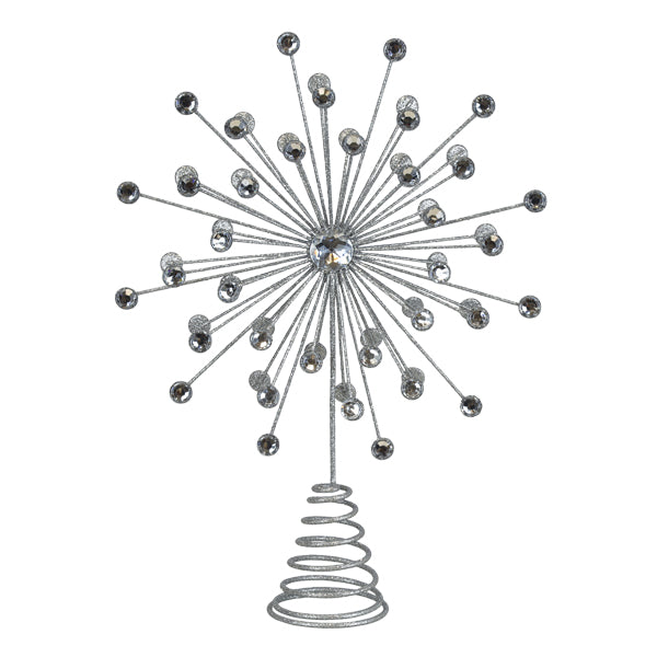 Old World Christmas 13" Silver Crystal Burst Tree Topper - view 2