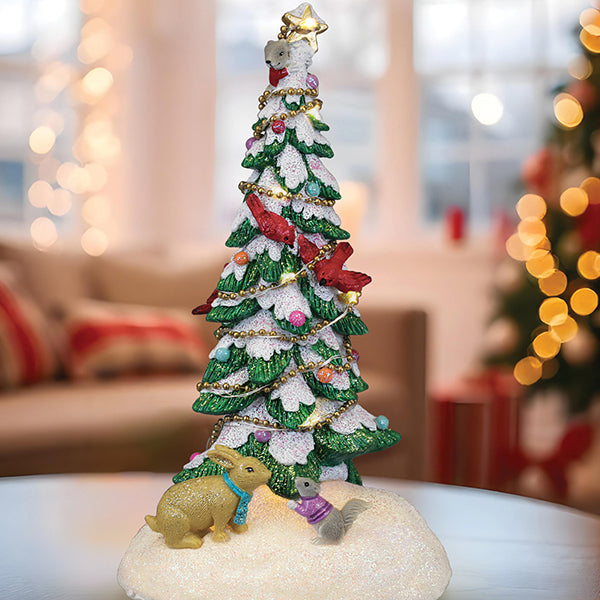 Old World Christmas Critter Tree Lighted Figurine