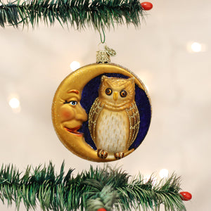 Old World Christmas Owl In Moon Ornament