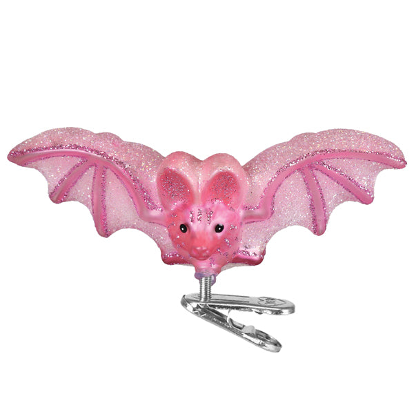 Old World Christmas Shimmering Pink Bat Ornament - view 2