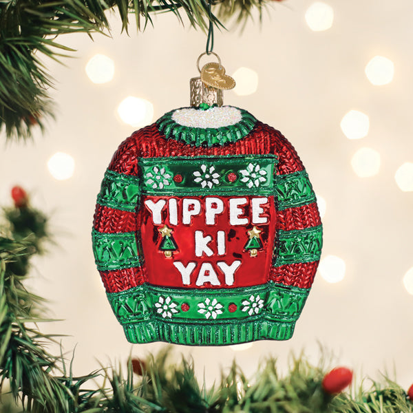 Old World Christmas Yippee Ki Yay Sweater Ornament