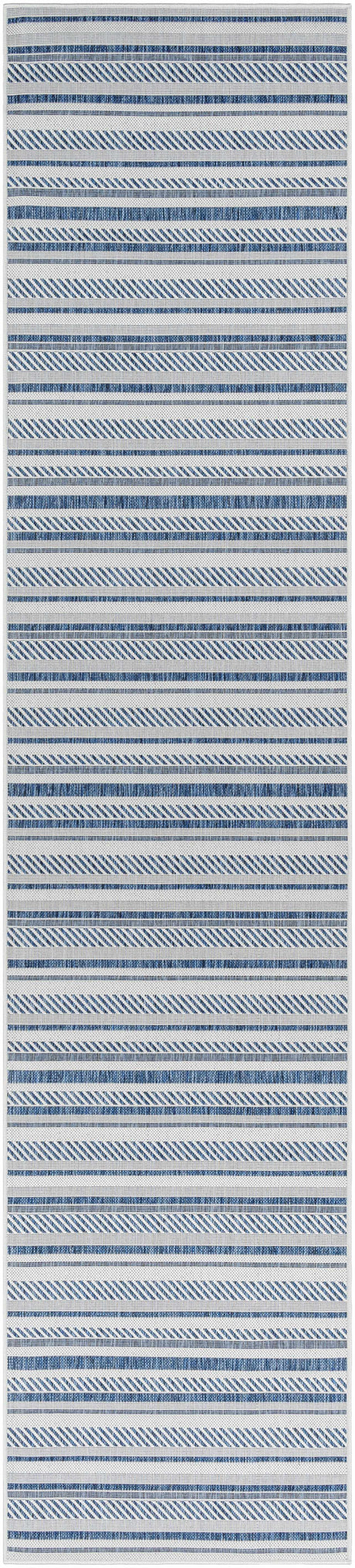 Olin White&Blue Striped Nordic Rug