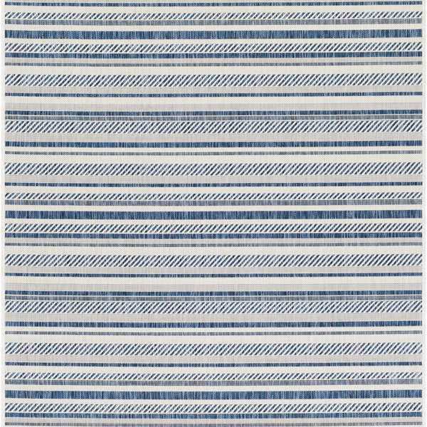 Olin White&Blue Striped Nordic Rug