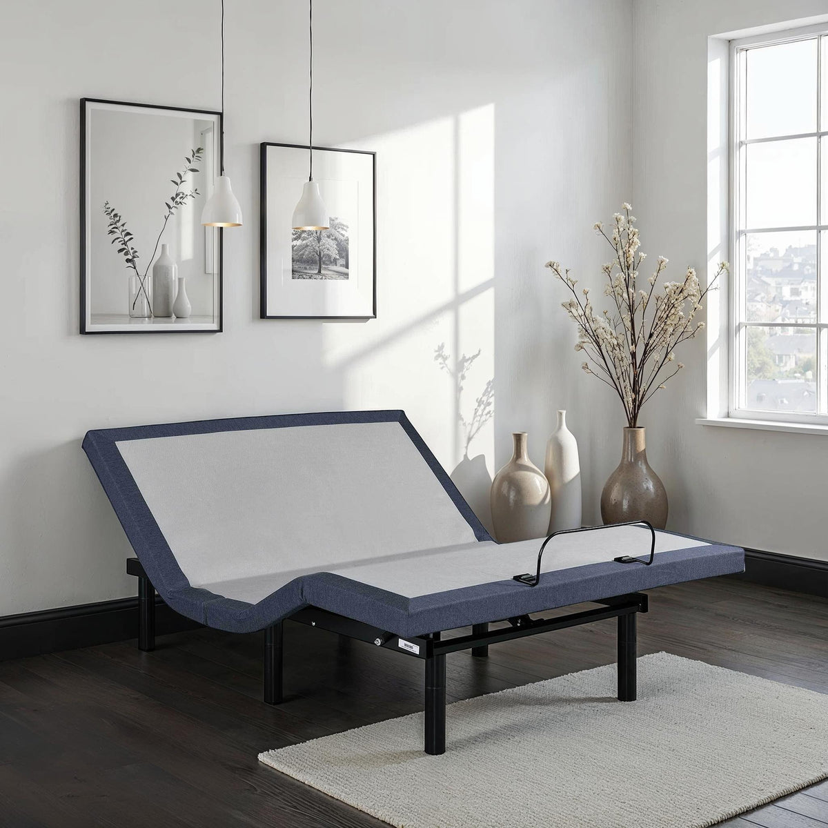 Omne Sleep Queen Adjustable Bed Base with Vibration Modes and USB Ports