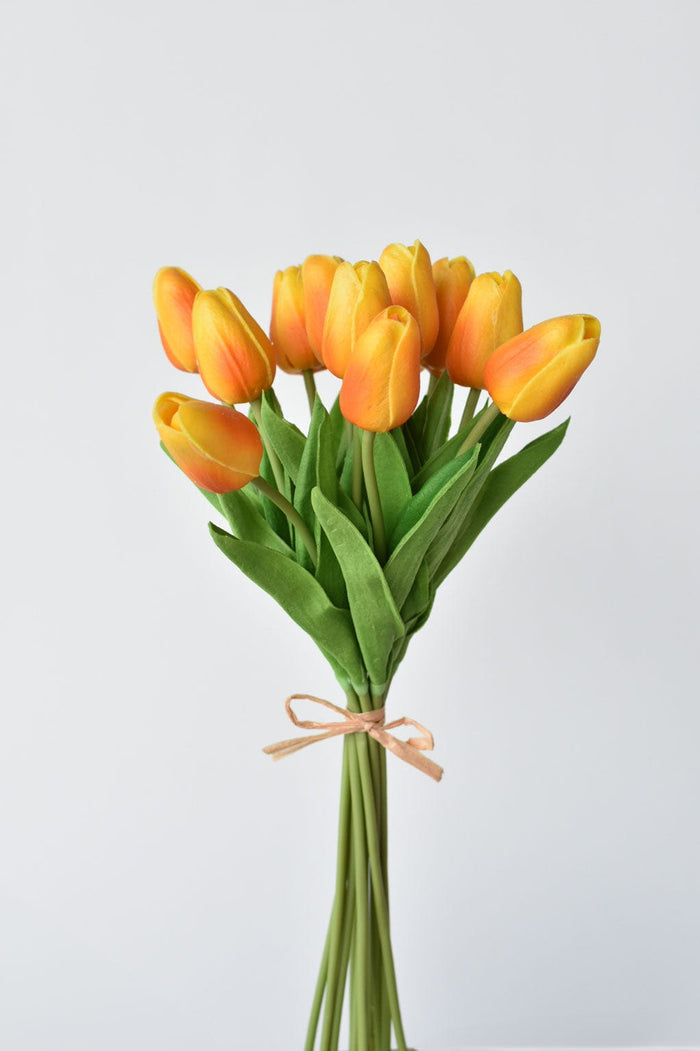 House by JSD 13.5" Faux Real Touch Orange/Yellow Tulip Bundle : 12 Stems