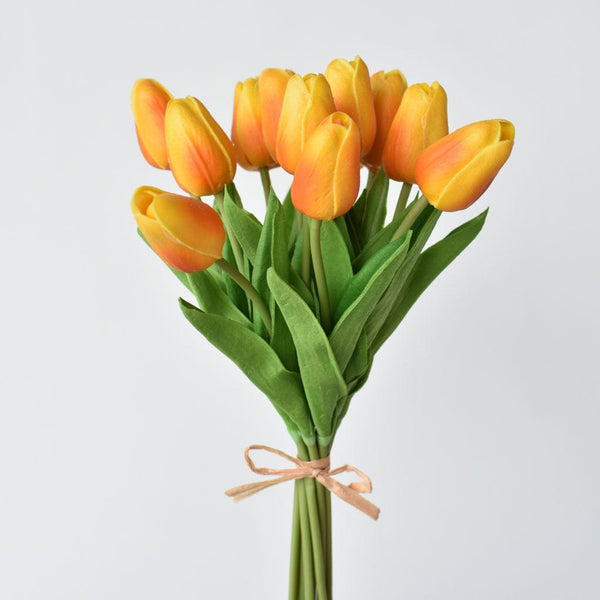 13.5" Faux Real Touch Orange/Yellow Tulip Bundle : 12 Stems