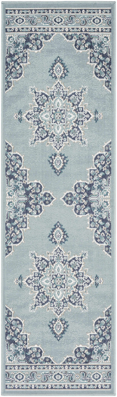Orla Pale Blue Medallion Area Rug - Clearance