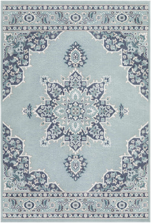 Orla Pale Blue Medallion Area Rug - Clearance