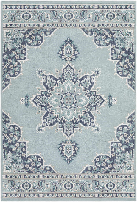 Orla Pale Blue Medallion Area Rug - Clearance