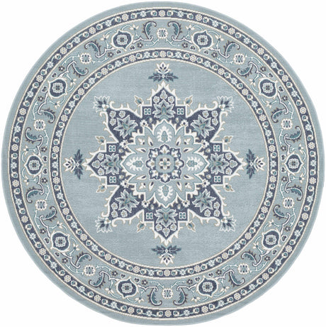 Orla Pale Blue Medallion Area Rug - Clearance