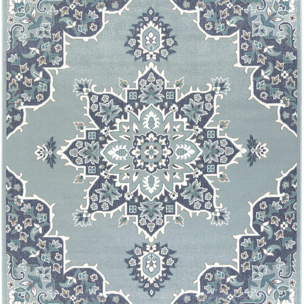 Orla Pale Blue Medallion Area Rug - Clearance