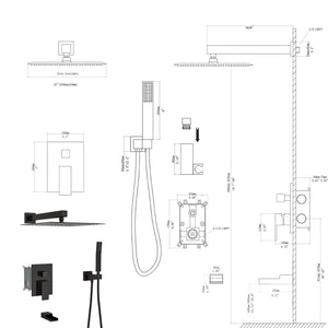 Oumuch 10-Inch Wall Mounted Square Shower System with Rough In Valve - view 4