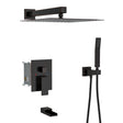 Oumuch 10-Inch Wall Mounted Square Shower System with Rough In Valve in Black